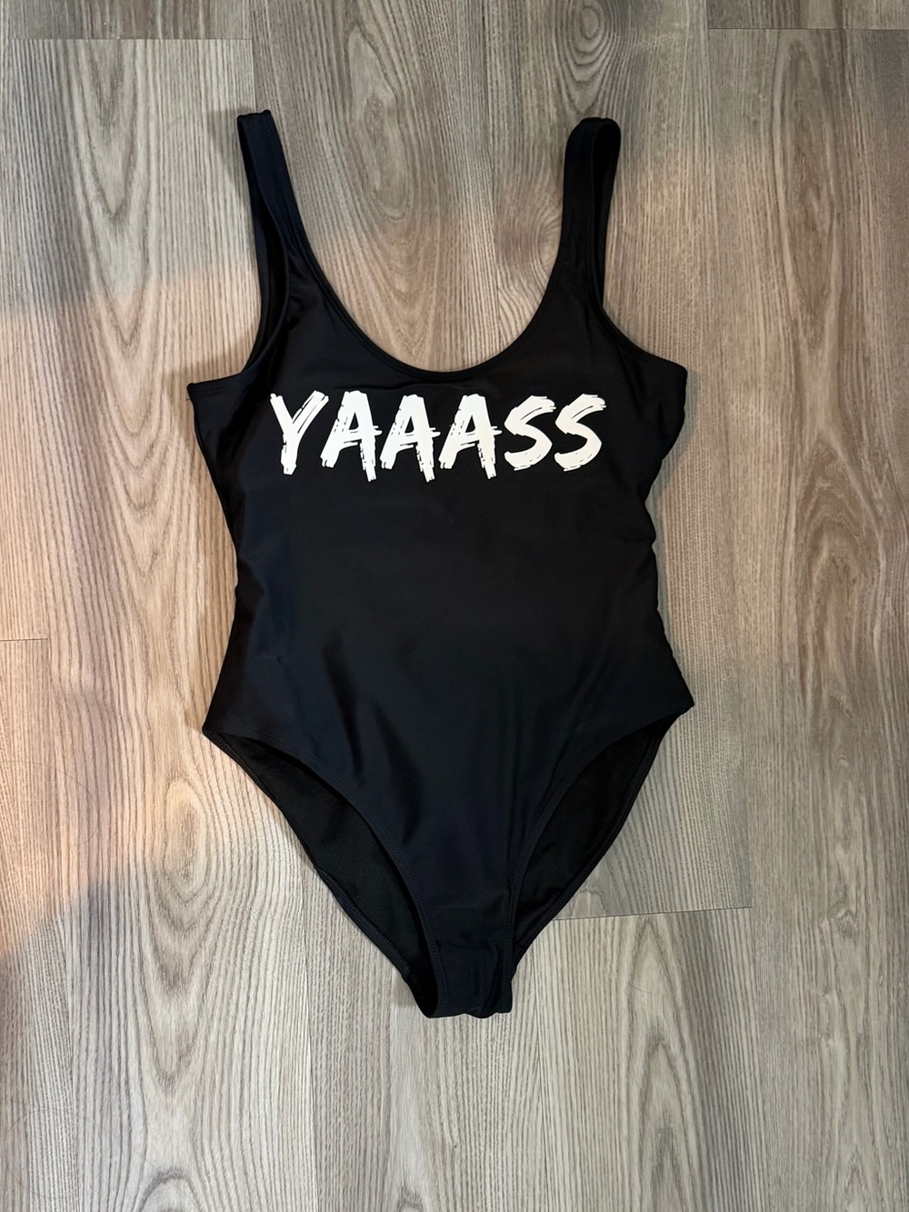 Black "YAAASS" One-Piece Swimsuit